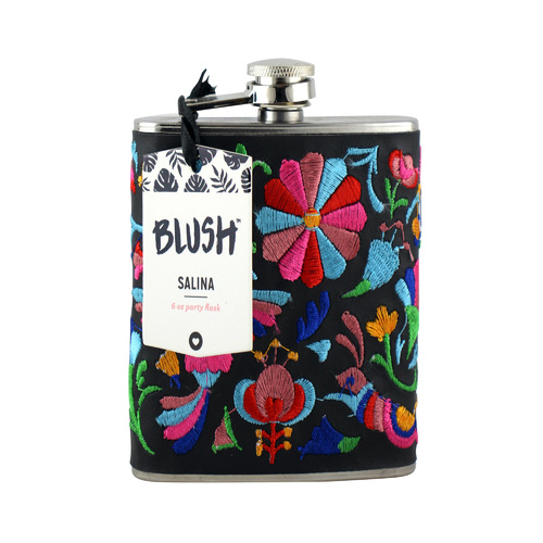 Blush: Embroidered Flask