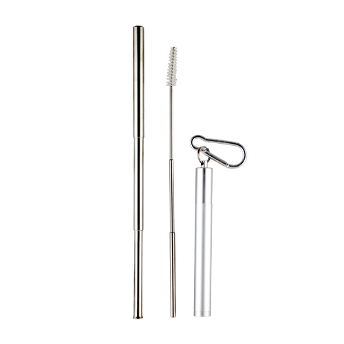 Telescopic Straw Set in Stainless Steel Case with Brush