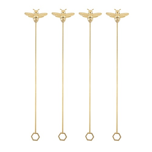 Garden Party: Brass Bee Stir Sticks