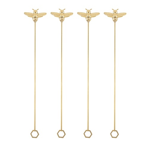 Garden Party: Brass Bee Stir Sticks